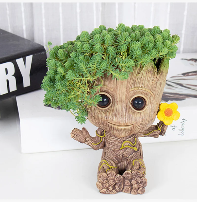 Baby Groot Flowerpot Action Figures Home Decoration Cute Model The Galaxy Groot Doll Toy Flower Pot Drops Cute