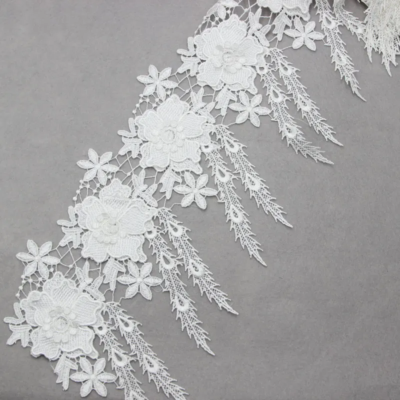 2 ярдов белая аппликация с кружевной отделкой цветок кисточкой полиэстер шнур