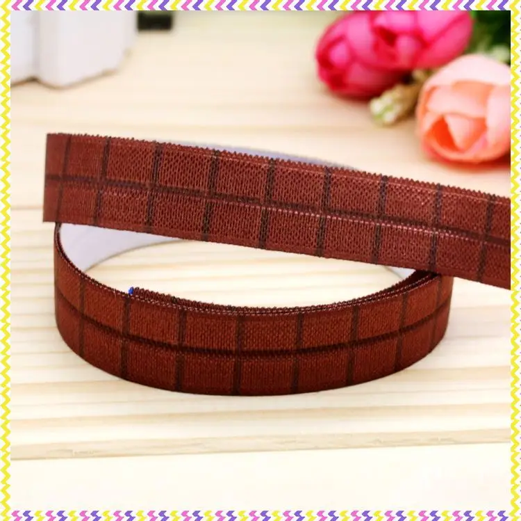 

5/8'' Free Shipping Fold Elastic FOE Chocolate Printed Headband Headwear Hairband Diy Decoration Sewing OEM P4435
