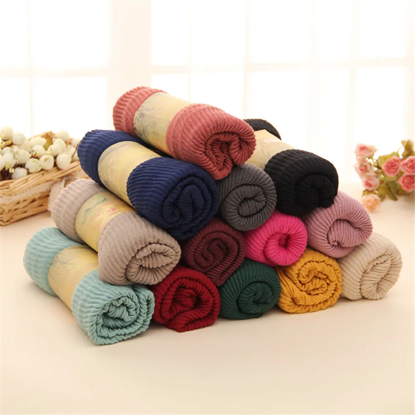 2019 однотонный шарф в полоску из вискозы для женщин мягкое оголовье морщин