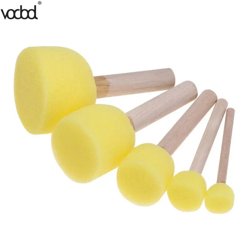 5 шт./компл. губчатые кисти для рисования игрушки деревянная ручка печать детей и