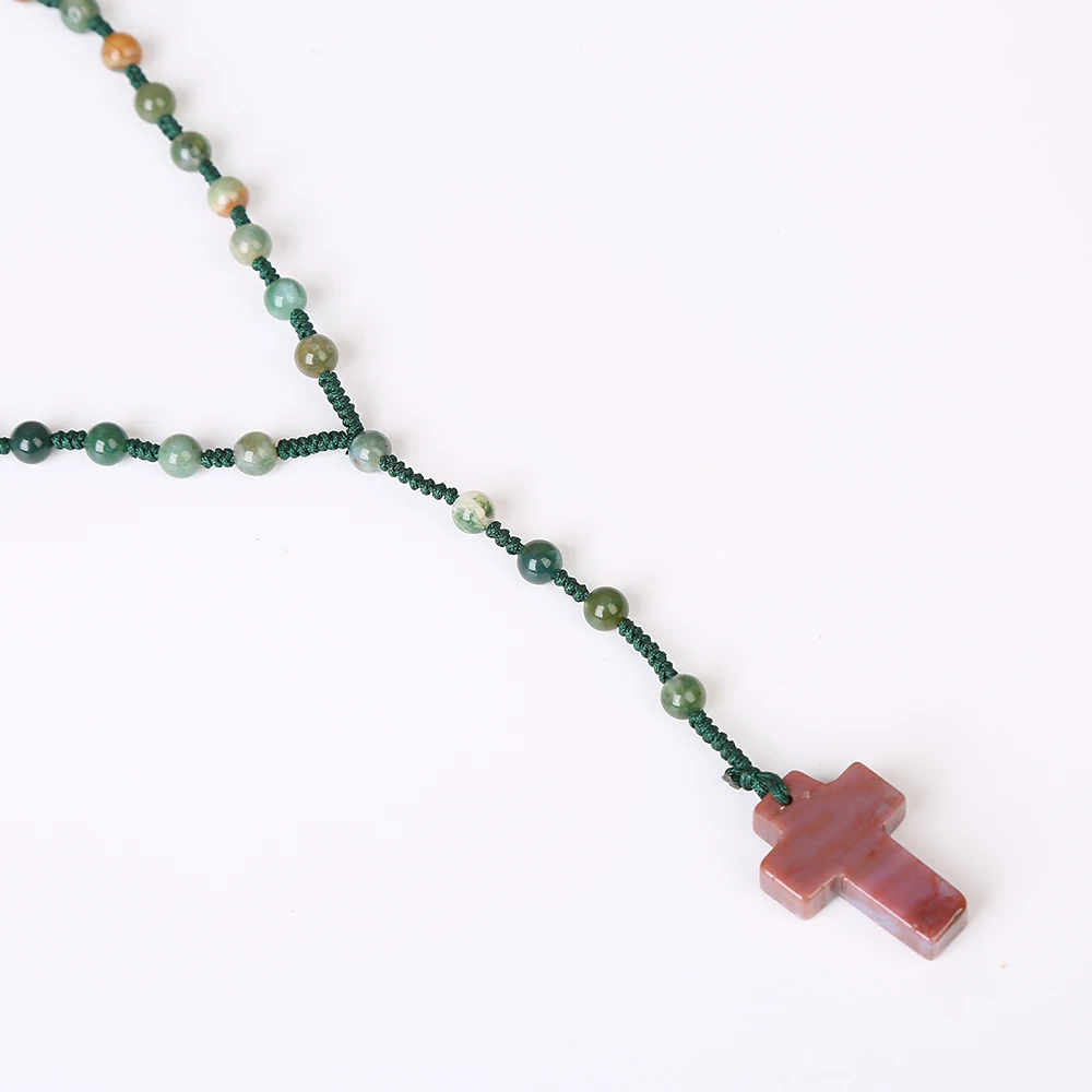 Yumten эпидот крест кулон четки религиозных Younoble Jewelry рейки драгоценных камней