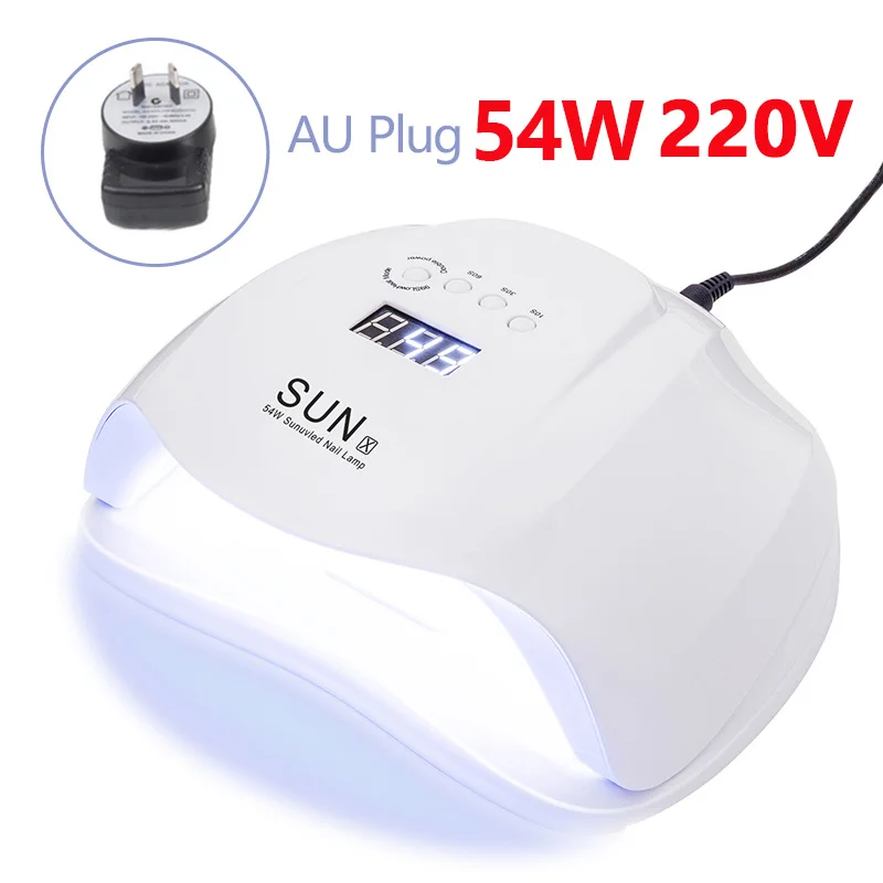 DCOVOR SUN X 54 Вт Сушилка для ногтей УФ-светодиодный светильник с ЖК-дисплеем 36 светодиодный s сушилка лампа для отверждения гель-лака автоматическое распознавание ногтей Маникюрный Инструмент - Цвет: 54W AU PLUG