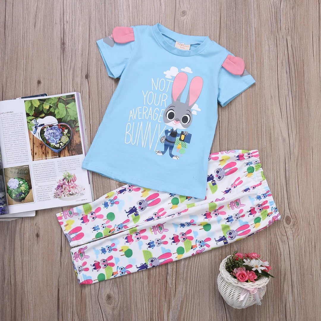 Emmababy детская пижама с 3D кроликом для маленьких девочек комплект одежды летняя