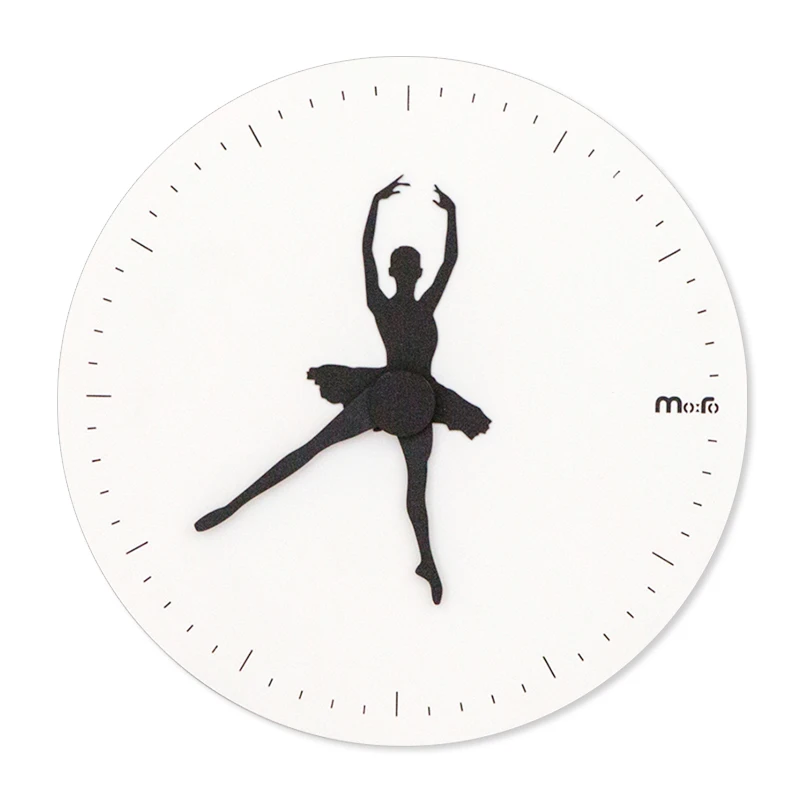 12 inches Ballerina Girl Circular Quartz Wall Clock Modern Design For Kids Room Home Decoration Diy Wandklok