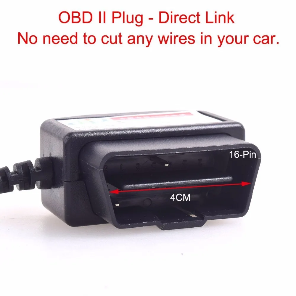 Автомобильный зарядный кабель OBDII Micro USB адаптер питания-16-контактный разъем OBD2