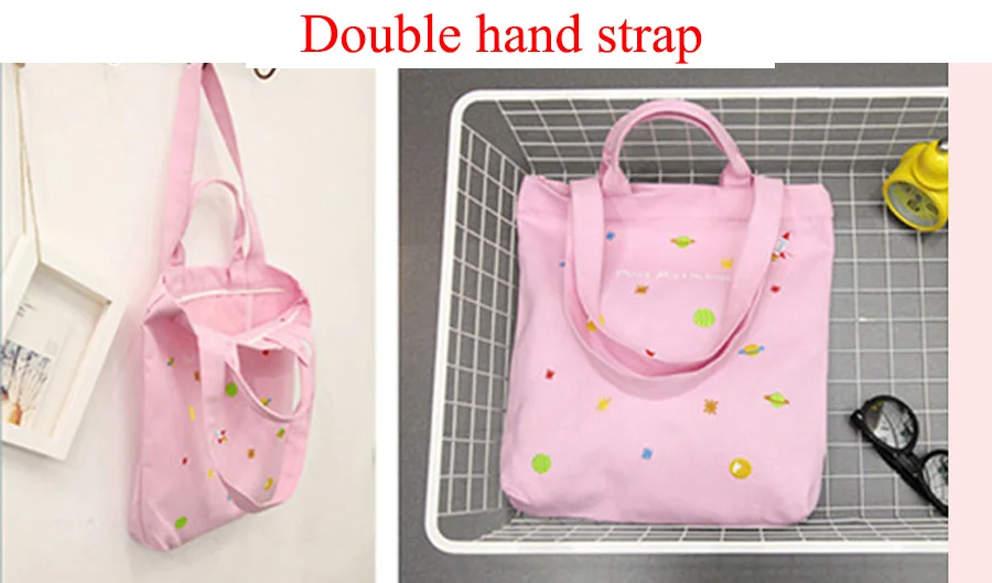 Double hand strap 3 Женская пляжная сумка для покупок женские сумки тканевая сумка многоразовая сумка для покупок Путешествия складной органайзер шоппер - Цвет: Double hand strap 3
