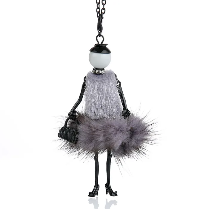 10 цветов новые модные кукольные ожерелья! Зимние меховые куклы разных брелки