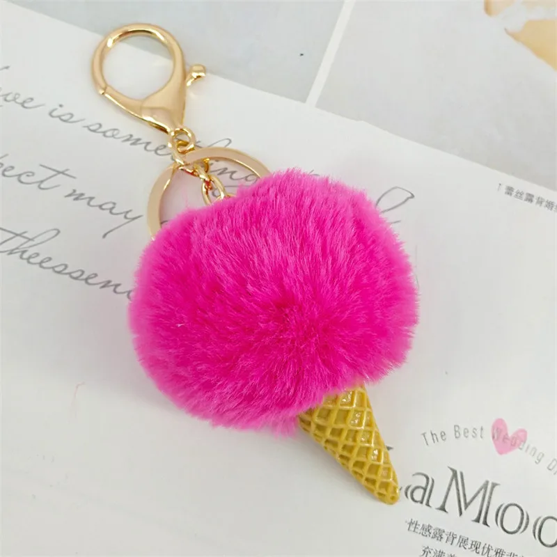 2019 Fur Pom Keychains Fake Rabbit fur ball key chain porte clef pompom de fourrure fluffy Bag Charms bunny keychain Keyring | Украшения и