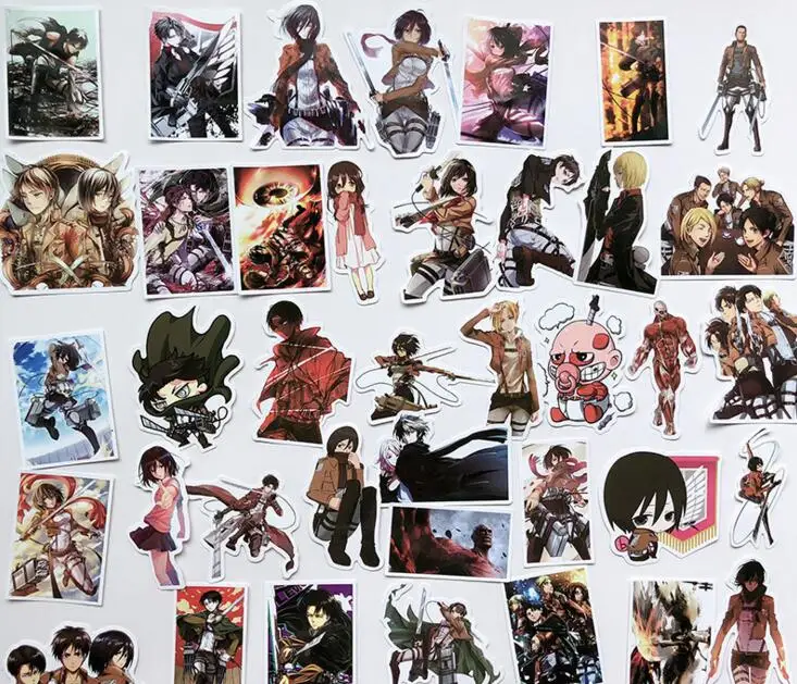 39 шт./лот японская аниме атака на титанов Микаса Леви Эрен наклейки для