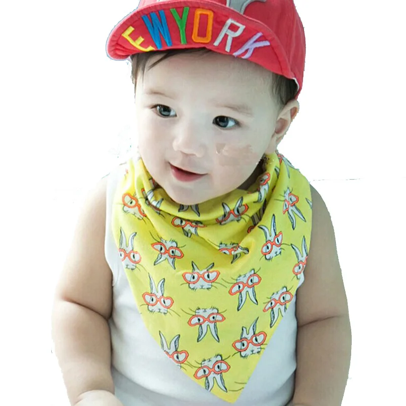 

2018 New Button Style Baby Boy Bibs Glasses Rabbit Print Infant Bibs Both Sides Cotton Scarf Bibs Bandana Burp Cloths Moms Care