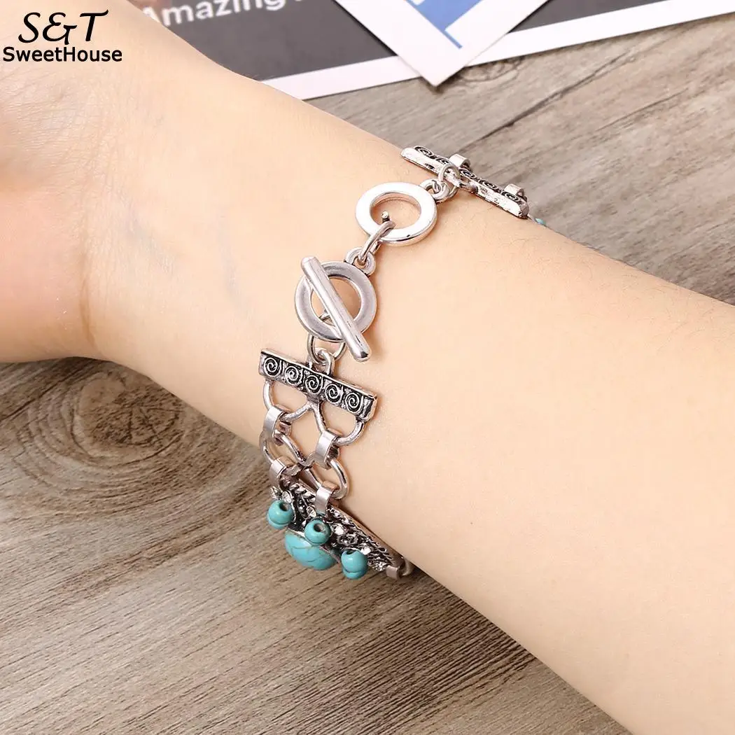 Цепи Винтаж Стиль сплав этнические камень Богемия браслет Браслеты леди
