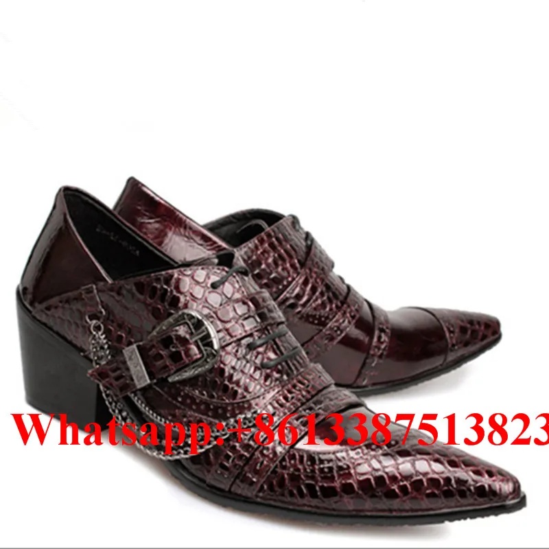 Мода Chaussure Wyatt Байкер Цепи Пряжки Ремня Украшенные Мужская Обувь Тиснением Кожи