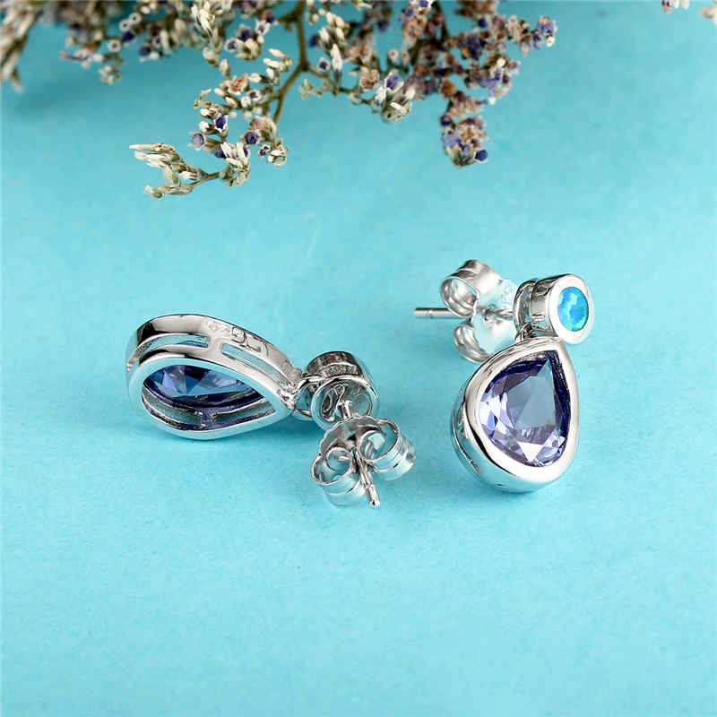 Женские серьги Клипсы из серебра 2016 пробы с опалом|clip earrings|women clip earringsearrings blue |