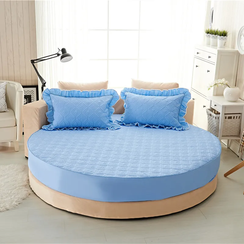water blue Платье принцессы с круглой простыни хлопок стеганые простыня 3 шт./компл. круг на резинке для ухода за кожей, super king size утолщаются с ватными тампонами - Цвет: water blue