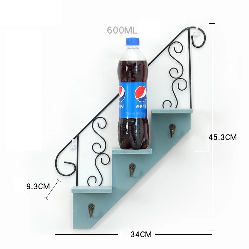 Деревянная Ретро железная полка для лестницы настенная хранения организации
