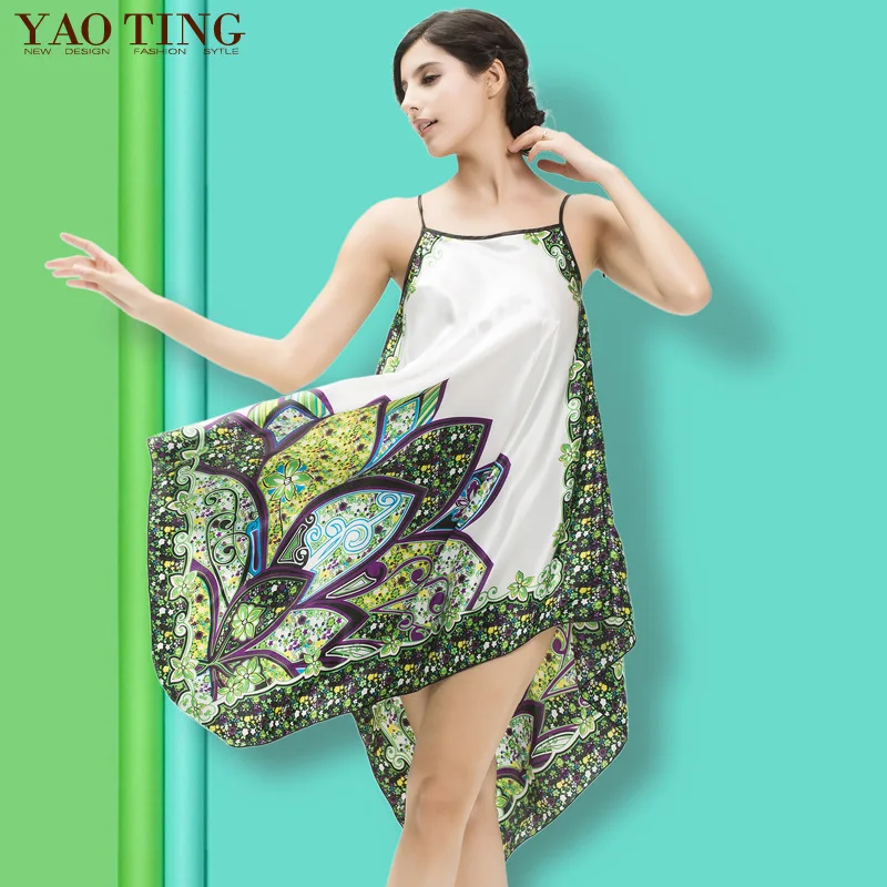 2017 Женская сексуальная ночная рубашка с принтом без рукавов летняя одежда для