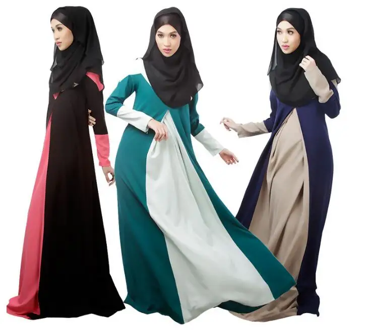 

Vestido De Festa Muslim Long Sleeve Lace Patchwork Maxi Dresses Floor length Chiffon Abaya Chiffon Long Dress