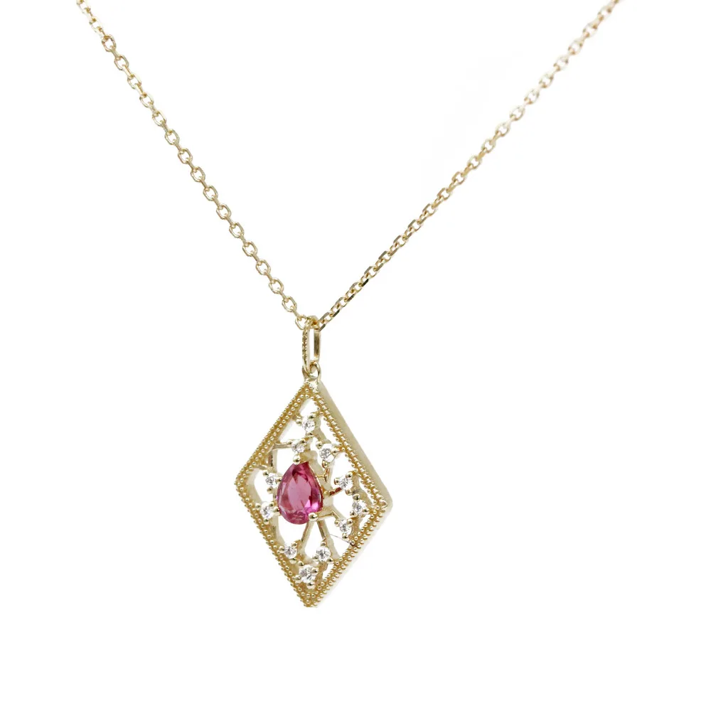 LASAMERO Pear Cut 0 46ct натуральные рубиновые ожерелья 18 К розовое золото современный