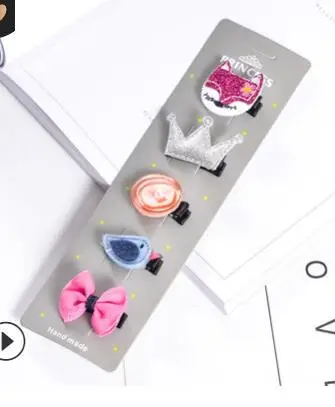 19 HM022 Korean Version Sweet Children's Hairpin Sequins Animal Unicorn Cat Bow Owl Cute Cartoon Princess Hair Clip Jewelry - Окраска металла: 19
