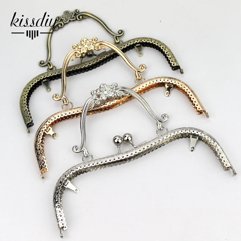 KISSDIY 3 шт./лот 20,5 см М винтажный металлический кошелек Рамка Золотой Античный бронзовый серебряный золотой поцелуй застежка ручка DIY сумка Аксессуары