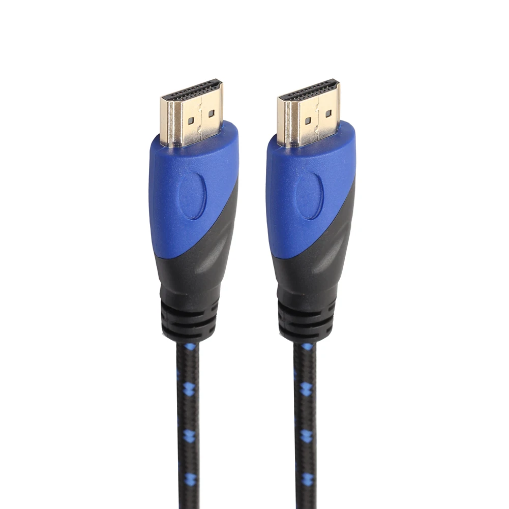 Высокая скорость плетеный кабель HDMI позолоченное соединение Черный Синий Сетка 1080 P, 0,5 м, 1 м, 1,8 м, 3 м, 5 м, 10 М V1.4 AV HD 3D для Xbox HDTV