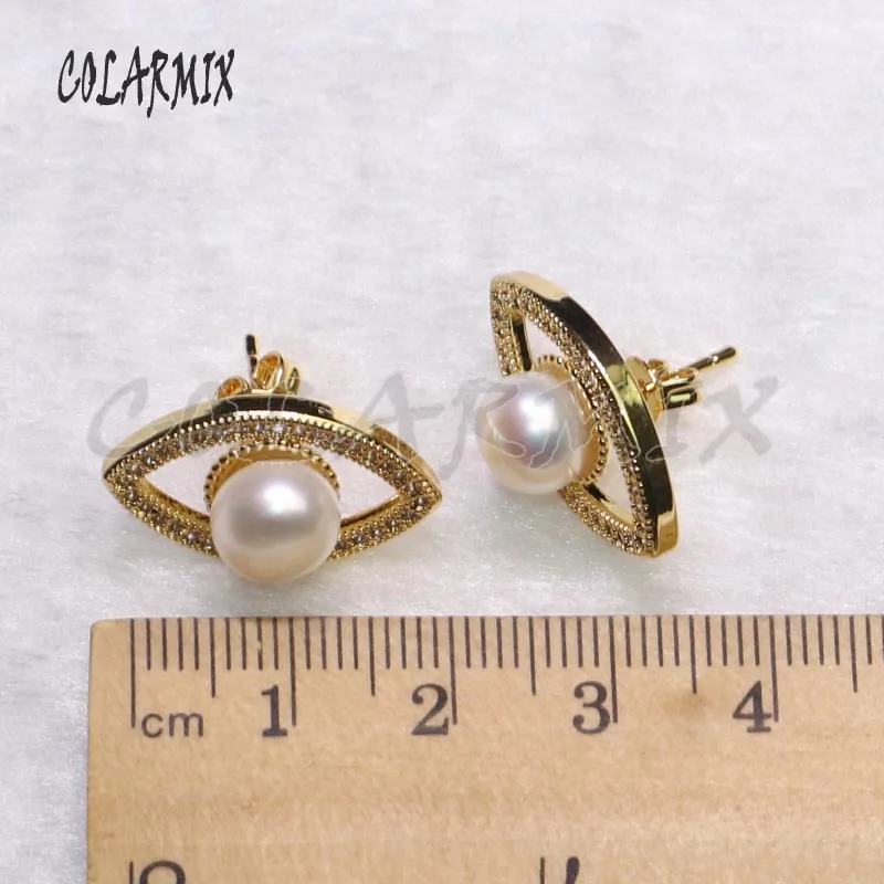 

12 Pairs wholesale Eyes shape stud earrings eyes shape charms gift for lady&pearls earrings simple style 9315