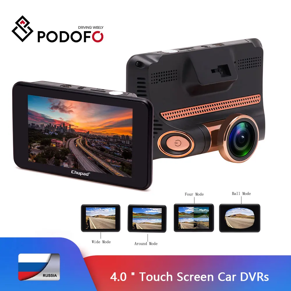 Podofo 4 0 &quotсенсорный экран Dashcam Автомобильная dvr камера FHD 1080P регистратор Рыбий