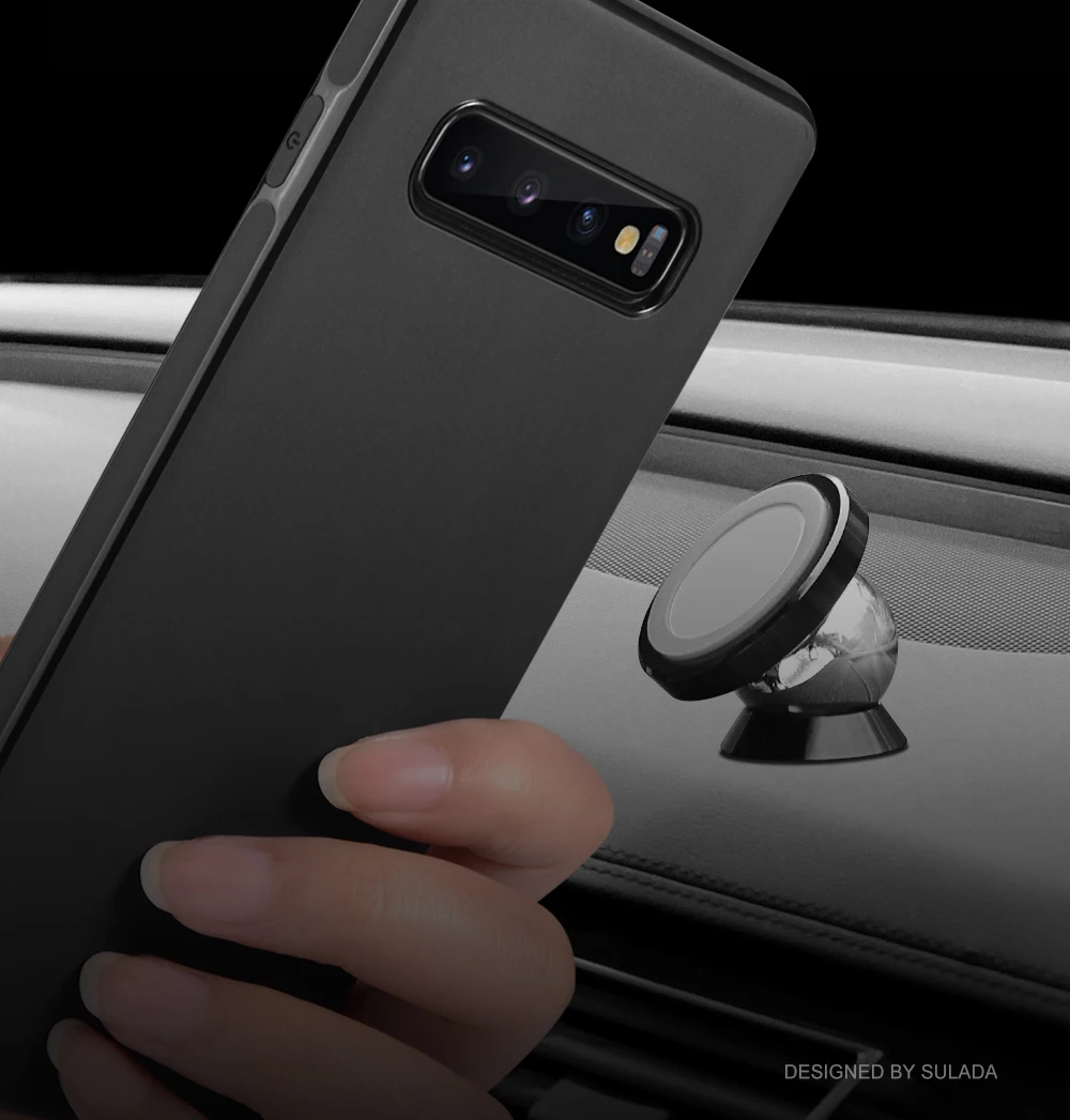 Магнитный автомобильный держатель для Samsung Galaxy S10 мягкий чехол из ТПУ с