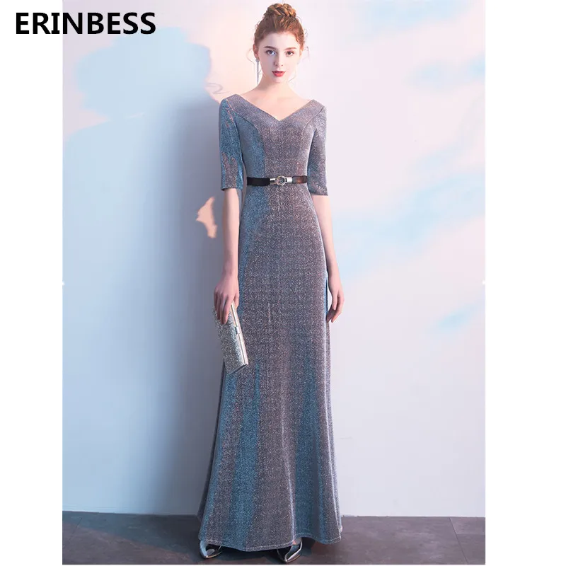 Vestido de festa сексуальное платье с v-образным вырезом для выпускного вечера Robe De Soiree высококачественное серое ТРАПЕЦИЕВИДНОЕ ПЛАТЬЕ С Коротким Рукавом для выпускного вечера es длинное платье - Цвет: Серый