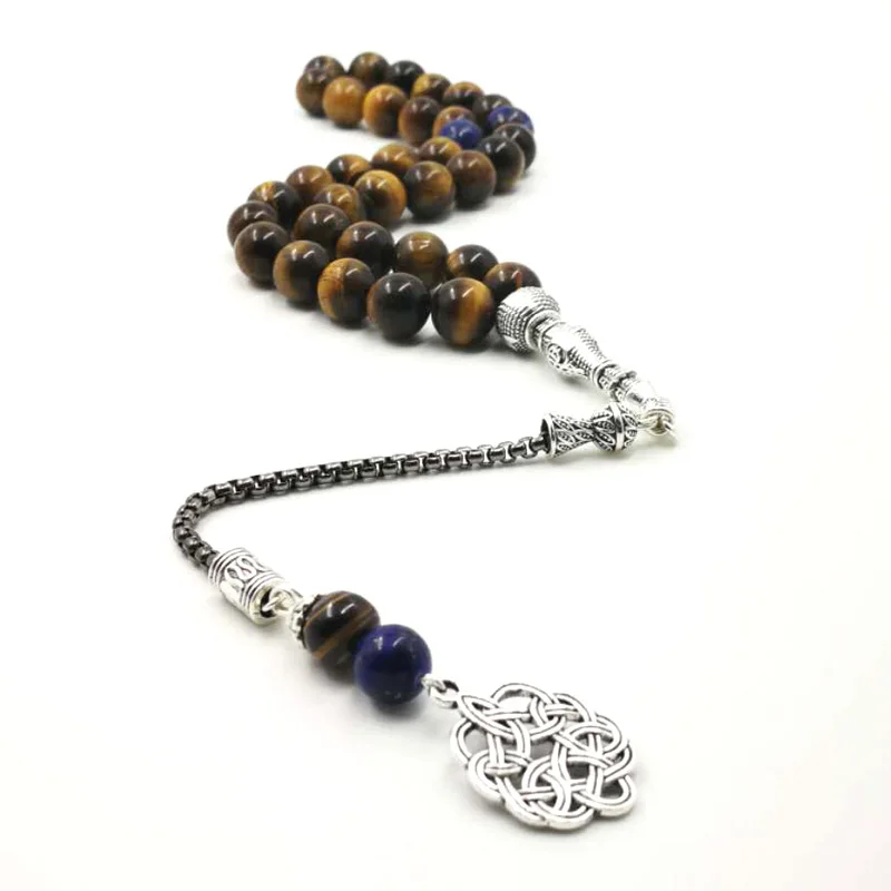 Новый стиль мужской Tasbih натуральный тигровый глаз с лазуритом мусульманские