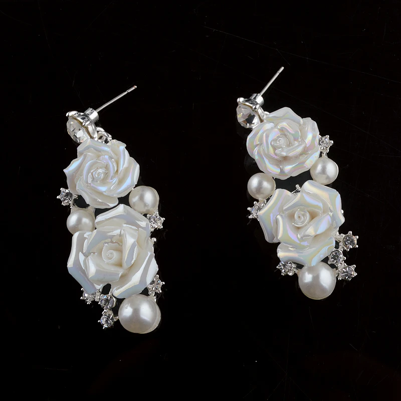 Свадебные жемчужные Ювелирные наборы для невесты модные фарфоровые цветы яркие