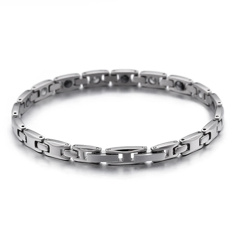 Silver Bracelet Новые модные женские серебряные германиевые браслеты, титановые стальные квадратные магниты для здоровья, энергетические Здоровые Браслеты, ювелирные изделия - Окраска металла: Silver Bracelet