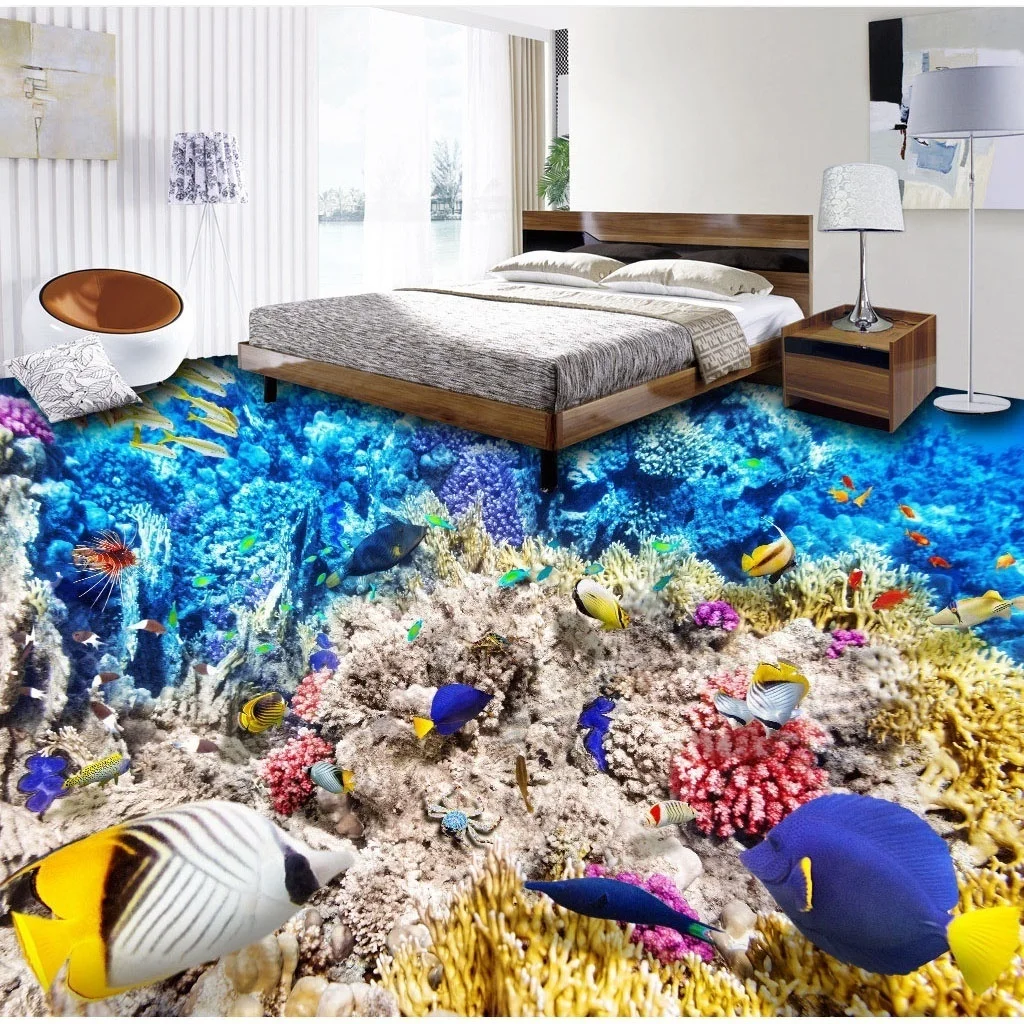 Настенный стикер для пола под водой 3D стереоскопический пол s Lotusf напольное