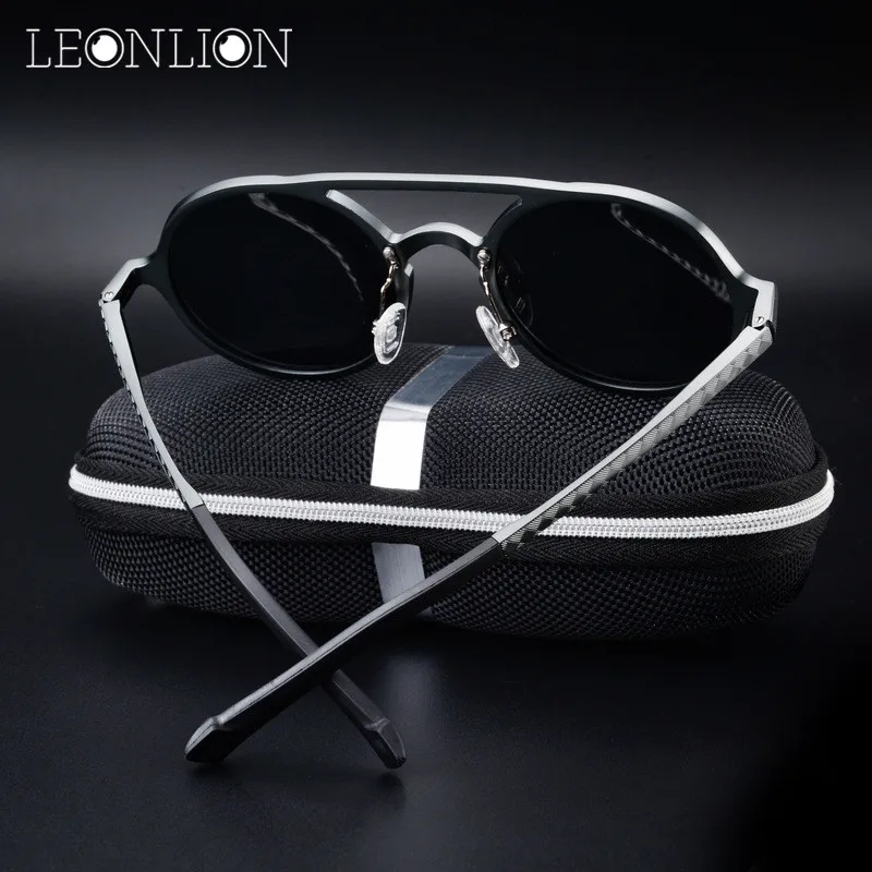 Солнцезащитные очки LeonLion поляризационные UV400 Мужские круглые в металлической