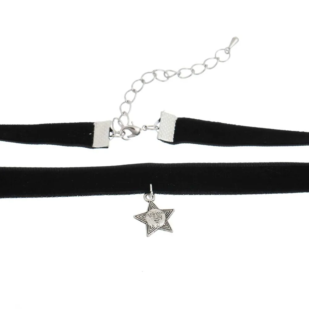 DoreenBeads колье-чокер ручной работы черный вельвет серебряный цвет ромбовидный узор
