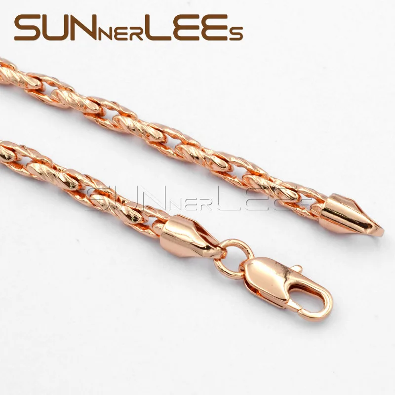 Ожерелье цвета розового золота с плетеными звеньями 5 мм|fashion necklace|necklace fashioncolorful