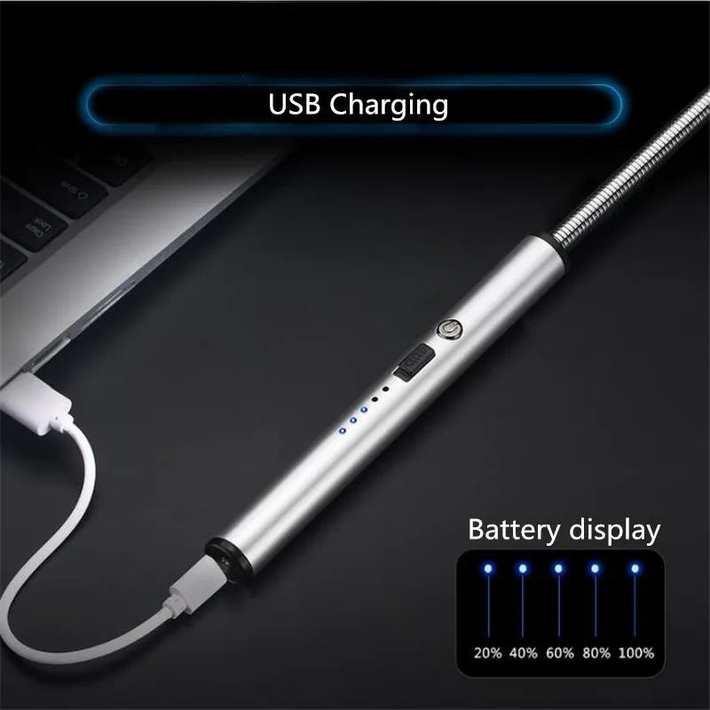 1 шт. электрическая зажигалка с подключением к USB, вращение на 360 градусов, перезаряжаемое Беспламенное ветрозащитное кухонное зажигалка, подходящая для пожарного стартера, дуговая зажигалка