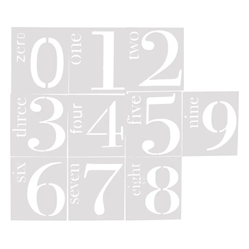 Трафареты для скрапбукинга с английскими цифрами 10 шт. декоративные трафареты