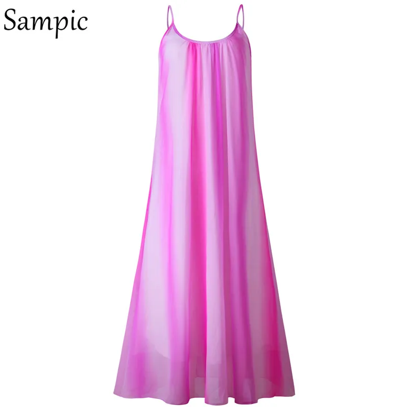 Sampic с открытой спиной пляжное женское длинное платье без рукавов на тонких