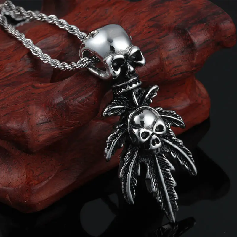 Новинка 2019 длинное ожерелье колье модное ретро с черепом подвески из нержавеющей