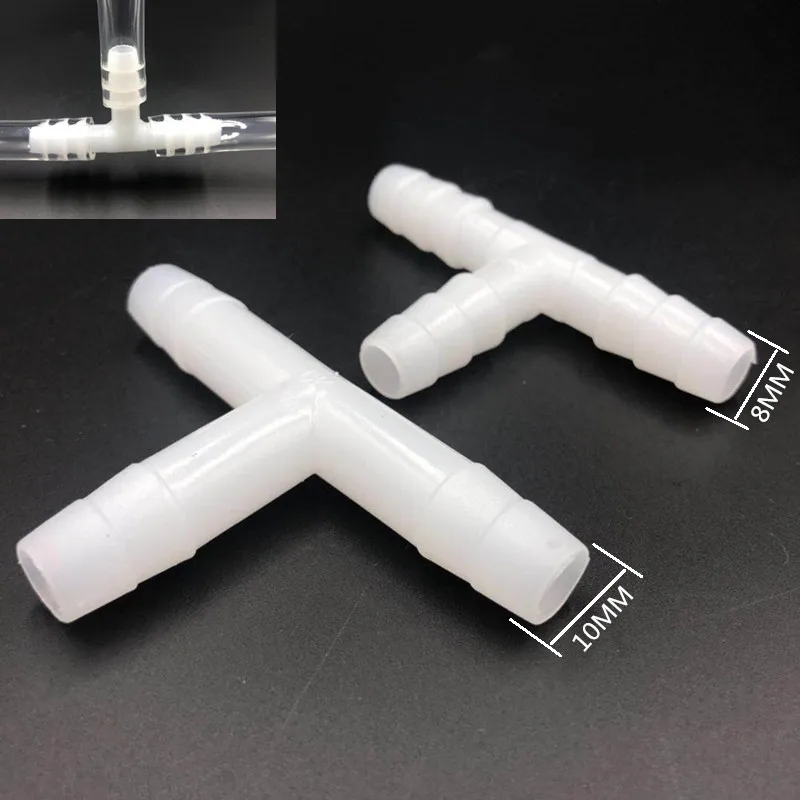 8MM 10MM Plastic Pagoda Barbed Equal 3 Way Tee Type Hose Connector Pipe Fitting Tube Joint for Garden 3pcs lot best selling new pagoda joint plastic pipe connector hose connector pipe fittings adapter high quality