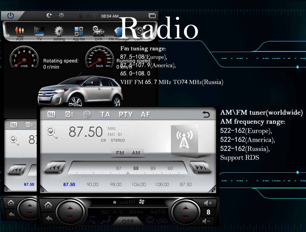 Krando Автомагнитола gps android 8,1 12," для FORD EDGE 2009- Tesla вертикальный экран навигационная мультимедийная система A/C bluetooth