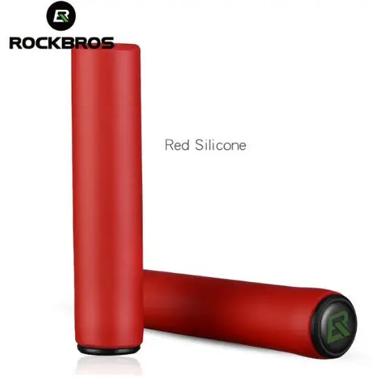 Red Silicone Рокброс велосипедные ручки для велосипеда MTB силиконовая губка велосипедный замок на ручки против-занос, удар-поглощая велосипедная часть - Цвет: Red Silicone