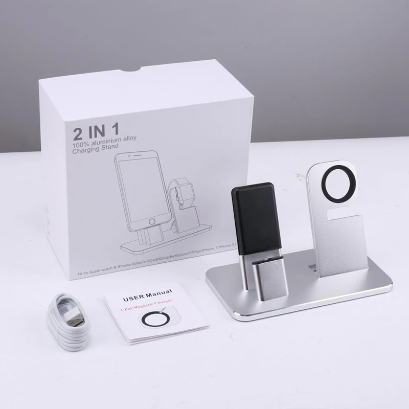 2 в 1 Алюминиевый держатель Съемная настольная зарядка Подставка Кронштейн для