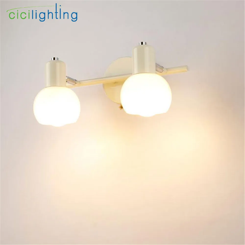 2-light Белый светодиодный светильник в американском стиле с зеркалом для шкафа, современный туалетный Макияж для ванной комнаты, лампа шкафа с зеркалом, настенный светильник для гостиной - Цвет абажура: 2-light