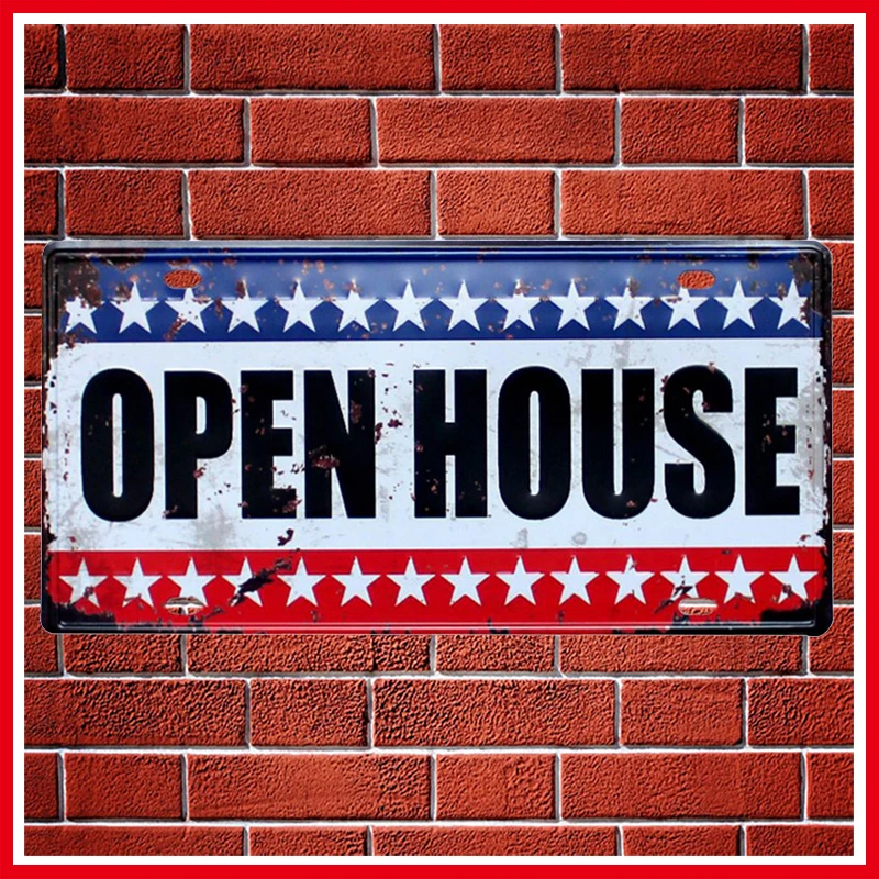 Новый металлический номерной знак с открытым домом для автомобиля винтажный