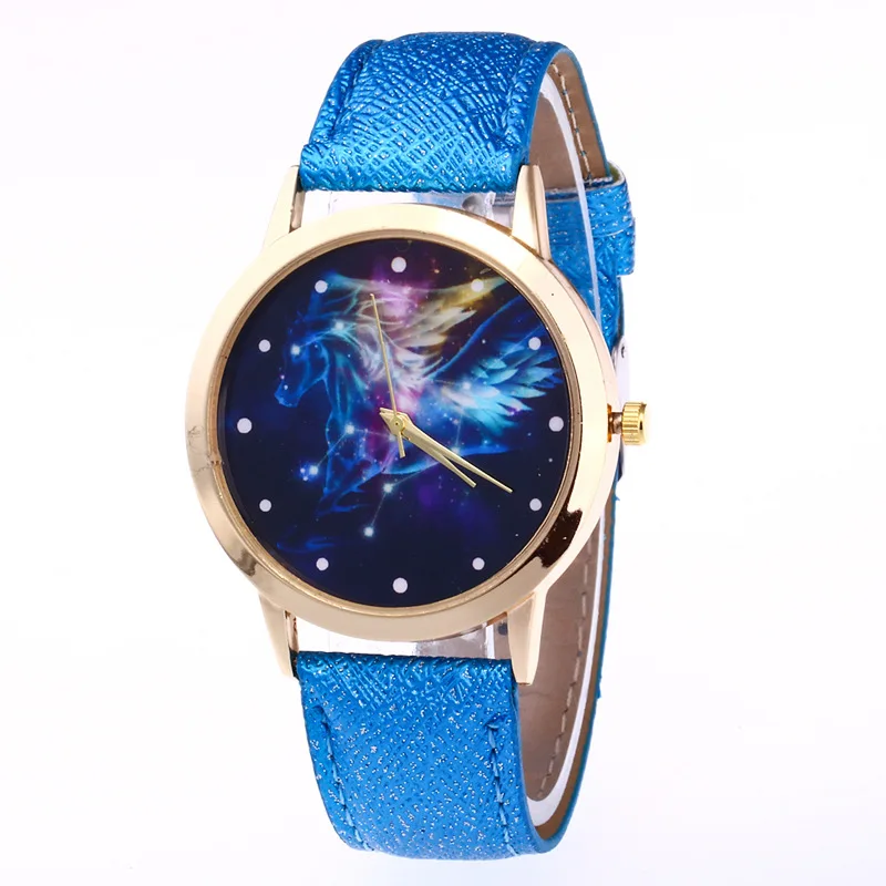 

Fashion Watch Starry sky Horse Pattern Shining Strap Leather For Women Quartz Wrist Watch relojes mujer 2018