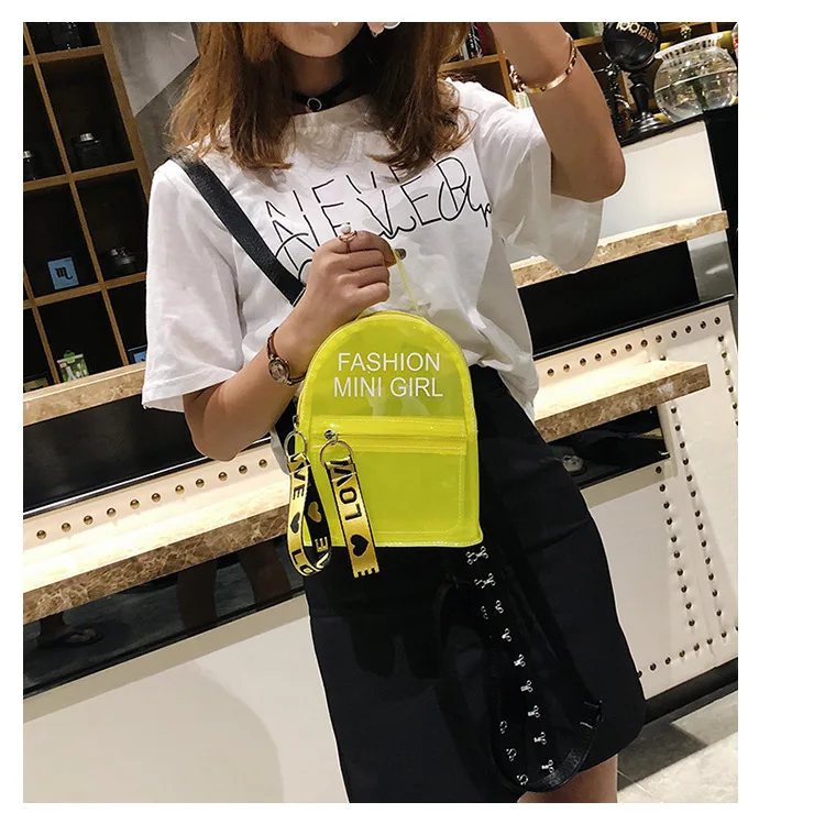 Прозрачный мини-Желейный рюкзак для дам, модные школьные сумки Harajuku с прозрачными буквами для детей, высокое качество, маленькая дорожная сумка Mochila