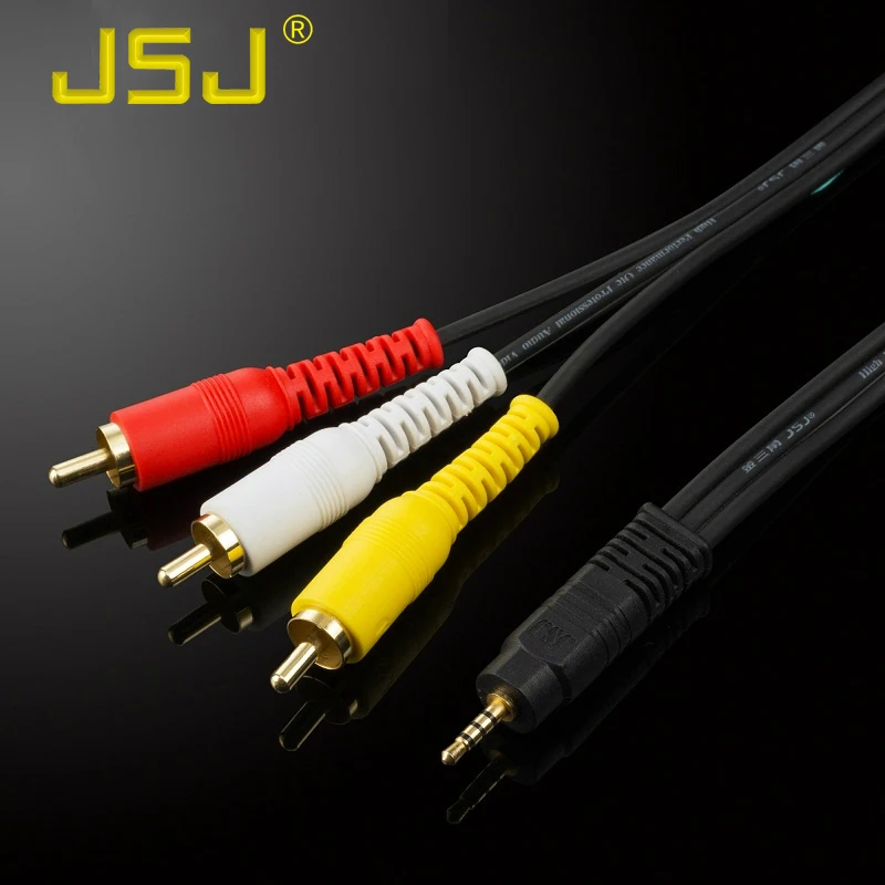 Медный кабель JSJ с разъемом 3 5 мм на штекер 3RCA 24k позолоченный аудио видео AV OFC для